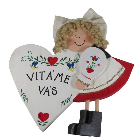 Hand Painted Folk Art Wooden Welcome Sign with Heart - Slovak "Vitame Vás" - Picture 15 of 15